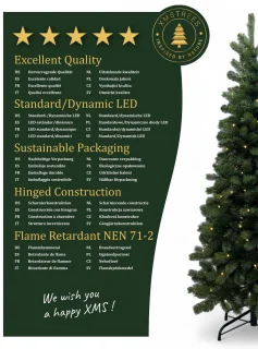XMS-Trees Kunstkerstboom Banff H210 x Ø97 cm - inclusief LED - Slank model - Brandvertragend