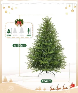 Kunstkerstboom – 150 cm – Realistische Naalden, Brandvertragend, Metalen Standaard – 3-delig, Duurzaam & Veilig