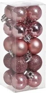Mini kerstboom/kunst kerstboom H35 cm inclusief kerstballen roze - Kerstversiering