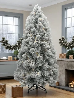 Kunstkerstboom met sneeuw inclusief verlichting
