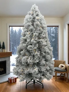 Kunstkerstboom met sneeuw inclusief verlichting