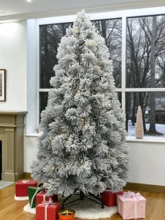 Kunstkerstboom met sneeuw inclusief verlichting