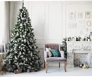 Kunstkerstboom 150 cm Super Dicht Grenen Groen Besneeuwd Met Dennenappels Opvouwbare IJzeren Kruisvoet Eenvoudige Montage Hoge Kwaliteit Takken