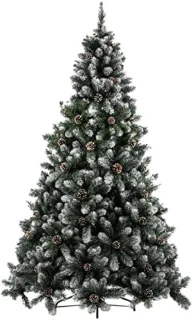 Kunstkerstboom 150 cm Super Dicht Grenen Groen Besneeuwd Met Dennenappels Opvouwbare IJzeren Kruisvoet Eenvoudige Montage Hoge Kwaliteit Takken