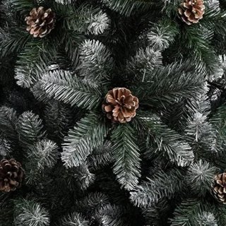 Kunstkerstboom 150 cm Super Dicht Grenen Groen Besneeuwd Met Dennenappels Opvouwbare IJzeren Kruisvoet Eenvoudige Montage Hoge Kwaliteit Takken