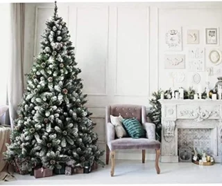 Kunstkerstboom 150 cm Super Dicht Grenen Groen Besneeuwd Met Dennenappels Opvouwbare IJzeren Kruisvoet Eenvoudige Montage Hoge Kwaliteit Takken