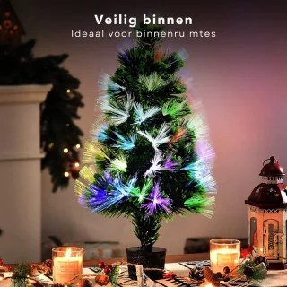 Kleine Kunstkerstboom met Verlichting - Mini Kerstboom - Fiber Optic Verlichting - 45 cm - Multicolor - Binnengebruik - Inclusief EBOOK