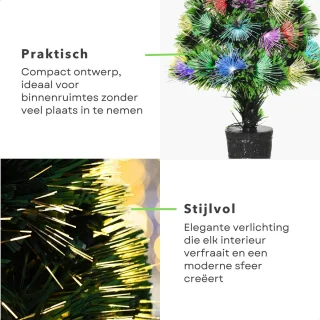 Kleine Kunstkerstboom met Verlichting - Mini Kerstboom - Fiber Optic Verlichting - 45 cm - Multicolor - Binnengebruik - Inclusief EBOOK