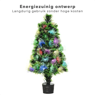 Kleine Kunstkerstboom met Verlichting - Mini Kerstboom - Fiber Optic Verlichting - 45 cm - Multicolor - Binnengebruik - Inclusief EBOOK