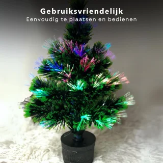 Kleine Kunstkerstboom met Verlichting - Mini Kerstboom - Fiber Optic Verlichting - 45 cm - Multicolor - Binnengebruik - Inclusief EBOOK