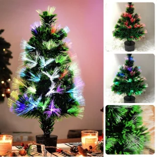 Kleine Kunstkerstboom met Verlichting - Mini Kerstboom - Fiber Optic Verlichting - 45 cm - Multicolor - Binnengebruik - Inclusief EBOOK