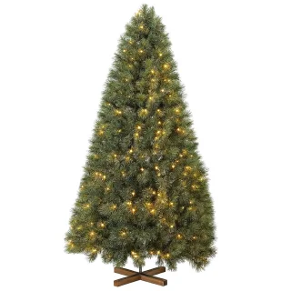 Kunstkerstboom - Kerstboom - Kunstboom - Zonder Verlichting - 180cm - Inklapbare Kerstboom - Vlamvertragend PVC - Houten Standaard - Realistische Dennenboom - 510 Takken - Opvouwbaar - Snel Op Te Zetten - Stevige Basis