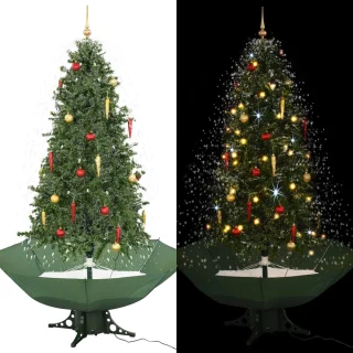 vidaXL - Kerstboom - sneeuwend - met - paraplubasis - 190 - cm - groen