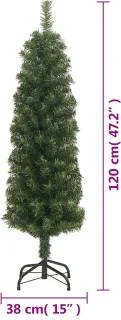 vidaXL - Kunstkerstboom - met - standaard - smal - 120 - cm - PVC - groen