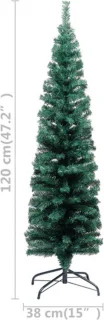 vidaXL - Kunstkerstboom - met - standaard - smal - 120 - cm - PVC - groen
