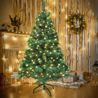 NAIZY Kunstkerstboom met verlichting 120 cm PVC Dennenboom Kerstboom Kunstboom met standaard Nepkerstbomen Kerstdecoratie, Groen