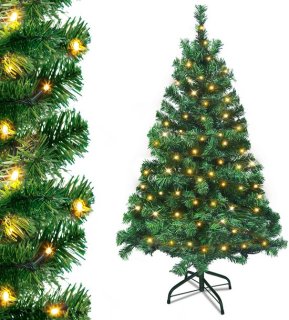 NAIZY Kunstkerstboom met verlichting 120 cm PVC Dennenboom Kerstboom Kunstboom met standaard Nepkerstbomen Kerstdecoratie, Groen review