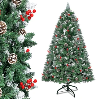 Kunstkerstboom Automatisch Uitschuifbaar met Dennenappels – Brandveilig, Natuurlijk Uitziend, 180 cm