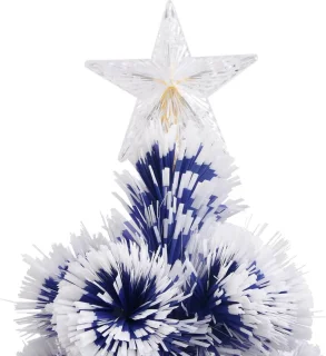 vidaXL - Kunstkerstboom - met - verlichting - 120 - cm - glasvezel - wit - en - blauw