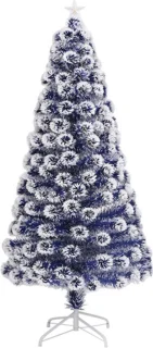 vidaXL - Kunstkerstboom - met - verlichting - 120 - cm - glasvezel - wit - en - blauw