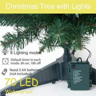 Pre-Lit Kunstmatige Kerstboom 120cm met 70 LED verlichting - Slanke Mini Kerstboom voor Binnen en Buiten