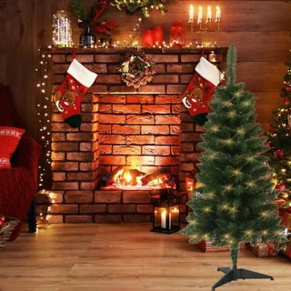 Pre-Lit Kunstmatige Kerstboom 120cm met 70 LED verlichting - Slanke Mini Kerstboom voor Binnen en Buiten