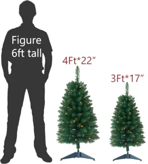 Pre-Lit Kunstmatige Kerstboom 120cm met 70 LED verlichting - Slanke Mini Kerstboom voor Binnen en Buiten