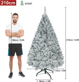 Kunstkerstboom 210 cm Groen - Moeilijk Ontvlambaar PVC met Standaard - Snelopbouw Kerstdecoratie