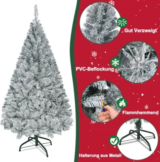 Kunstkerstboom 210 cm Groen - Moeilijk Ontvlambaar PVC met Standaard - Snelopbouw Kerstdecoratie