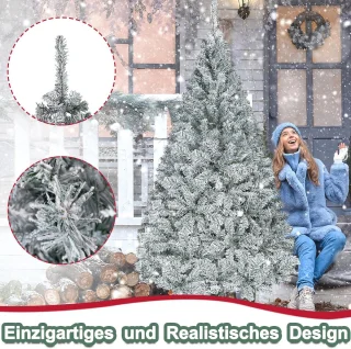 Kunstkerstboom 210 cm Groen - Moeilijk Ontvlambaar PVC met Standaard - Snelopbouw Kerstdecoratie