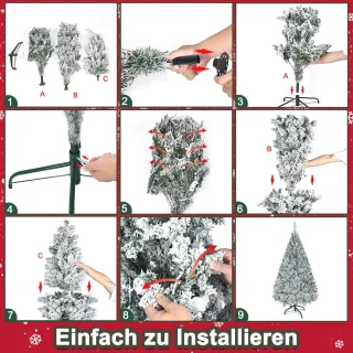 Kunstkerstboom 210 cm Groen - Moeilijk Ontvlambaar PVC met Standaard - Snelopbouw Kerstdecoratie