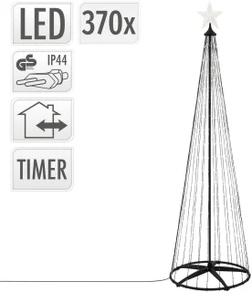 LED kerstdecoratie voor buiten 210 cm met 370 warm witte LED's