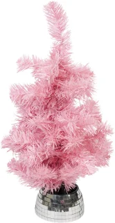 Kunstboom - Kerstboom met led lampjes en disco pot - Kunststof - Roze - 50cm