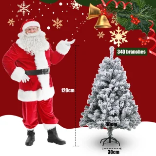 Kunstkerstboom met sneeuw, 120 cm dennenboom, 340 gemengde takken, kerstboom, kunstboom voor Kerstmis, Inclusief Standaard – Creëer een Magische Kerstsfeer