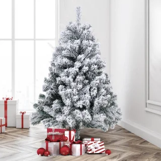 Kunstkerstboom met sneeuw, 120 cm dennenboom, 340 gemengde takken, kerstboom, kunstboom voor Kerstmis, Inclusief Standaard – Creëer een Magische Kerstsfeer