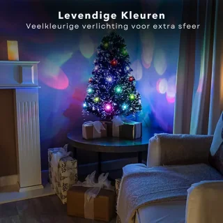 Kunstkerstboom 90 cm - Kerstboom met Kerstlampjes - Kerstboom met Lampjes - Fiber Optic Verlichting - Multicolor LED - Voor Binnengebruik - Inclusief EBOOK