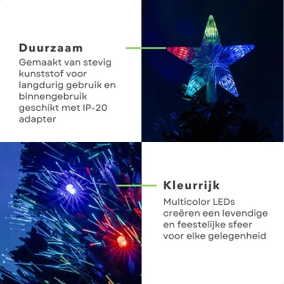 Kunstkerstboom 90 cm - Kerstboom met Kerstlampjes - Kerstboom met Lampjes - Fiber Optic Verlichting - Multicolor LED - Voor Binnengebruik - Inclusief EBOOK