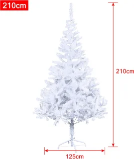 NAIZY Kunstkerstboom 210 cm PVC Dennenboom Kunstkerstboom met 750 punten en standaard Nepkerstbomen Kerstdecoratie, Wit