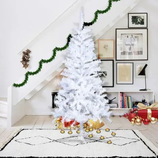 witte kerstboom 120 cm- witte PVC kunstkerstboom met standaard-Sfeervol en Stijlvol!