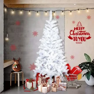 witte kerstboom 120 cm- witte PVC kunstkerstboom met standaard-Sfeervol en Stijlvol!