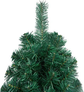 vidaXL - Kunstkerstboom - met - verlichting - en - kerstballen - half - 180 - cm - groen