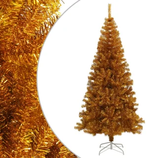 vidaXL - Kunstkerstboom - met - standaard - 240 - cm - PET - goudkleurig