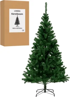 Lomera Kunstkerstboom 180 CM - 650 Takken - Zonder Verlichting - Duurzame Materialen - Eenvoudig Te Monteren - Herbruikbare Kerstboom - Flexibele Takken - Groene Kunstkerstboom - Kerstdecoraties Ophangen - Stabiele Standaard