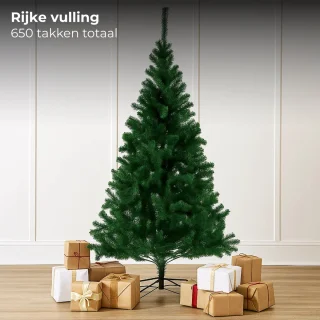 Lomera Kunstkerstboom 180 CM - 650 Takken - Zonder Verlichting - Duurzame Materialen - Eenvoudig Te Monteren - Herbruikbare Kerstboom - Flexibele Takken - Groene Kunstkerstboom - Kerstdecoraties Ophangen - Stabiele Standaard