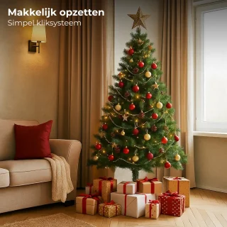 Lomera Kunstkerstboom 180 CM - 650 Takken - Zonder Verlichting - Duurzame Materialen - Eenvoudig Te Monteren - Herbruikbare Kerstboom - Flexibele Takken - Groene Kunstkerstboom - Kerstdecoraties Ophangen - Stabiele Standaard