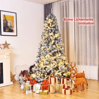 COSTWAY Kunstkerstboom, met sneeuw, dennenboom met metalen standaard, pvc-naalden, kunstboom, klapsysteem, ideaal voor thuis, kantoor, winkels en hotels (180 cm)