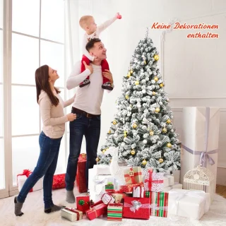 COSTWAY Kunstkerstboom, met sneeuw, dennenboom met metalen standaard, pvc-naalden, kunstboom, klapsysteem, ideaal voor thuis, kantoor, winkels en hotels (180 cm)