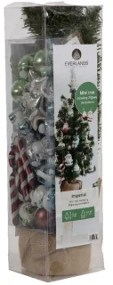 Bellatio Decorations kunst kerstboom - H75 cm - met kerstversiering - wit - kunstboom - versierde miniboom