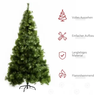 Kunstkerstboom 2,1 M Kerstboom Kerstboom 505 Dikke Dichte Takken Eenvoudig Te Monteren Authentieke Kerstboom Met Metalen Standaard PET Metaal Groen 90 X 210 Cm