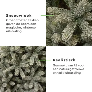 Cheqo® Kunstkerstboom met Sneeuw - Kerstboom Met Scharnierconstructie - Groene Kerstboom - Besneeuwde Look - Realistische Uitstraling - PE Materiaal - 240 CM Hoogte - Volle Luxe Uitstraling